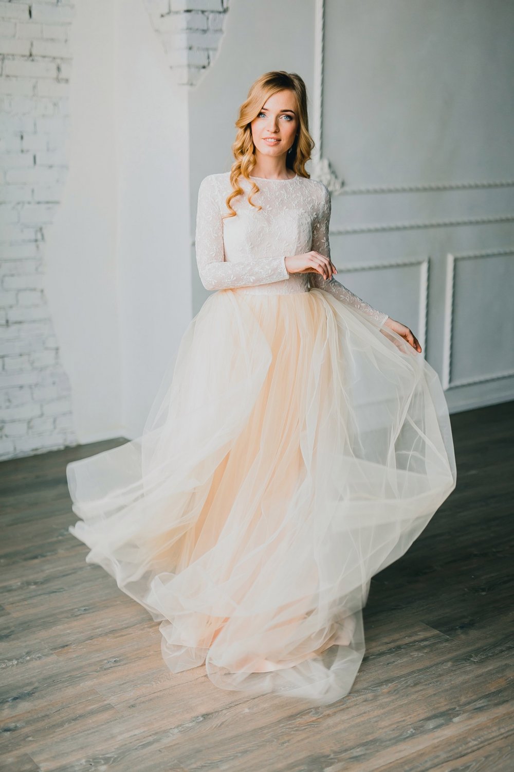 Воздушное фатиновое свадебное платье